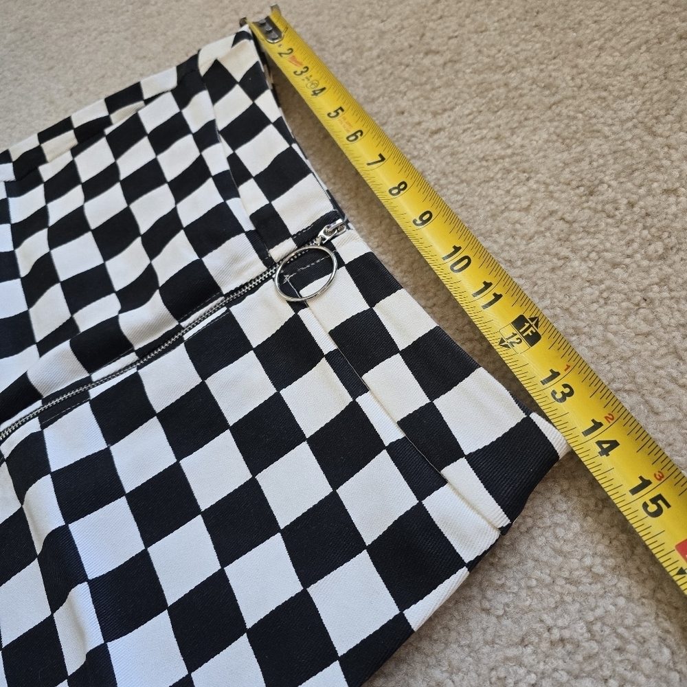 🌈Coolane O-Ring Zip Fly Checkered Black and White Skirt Size Small US 4 - Picture 6 of 9